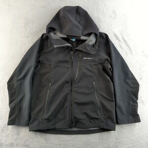 Eddie Bauer First Ascent Fleece Jacket Mens Large Black Softshell Hiking Coat